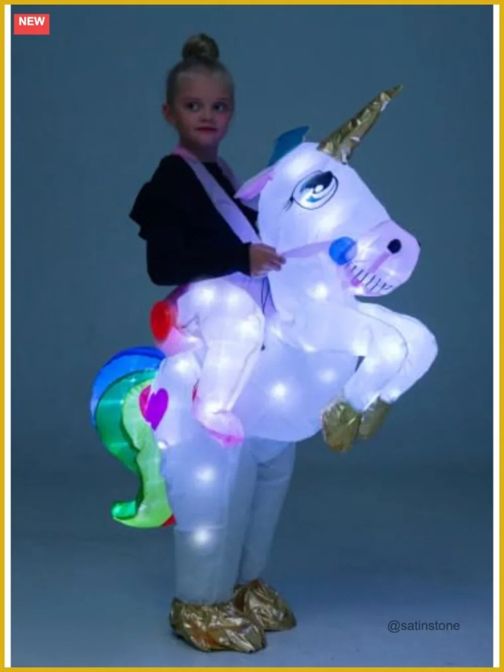 Inflatable Unicorn Costume with LED Light for Kids Halloween Party